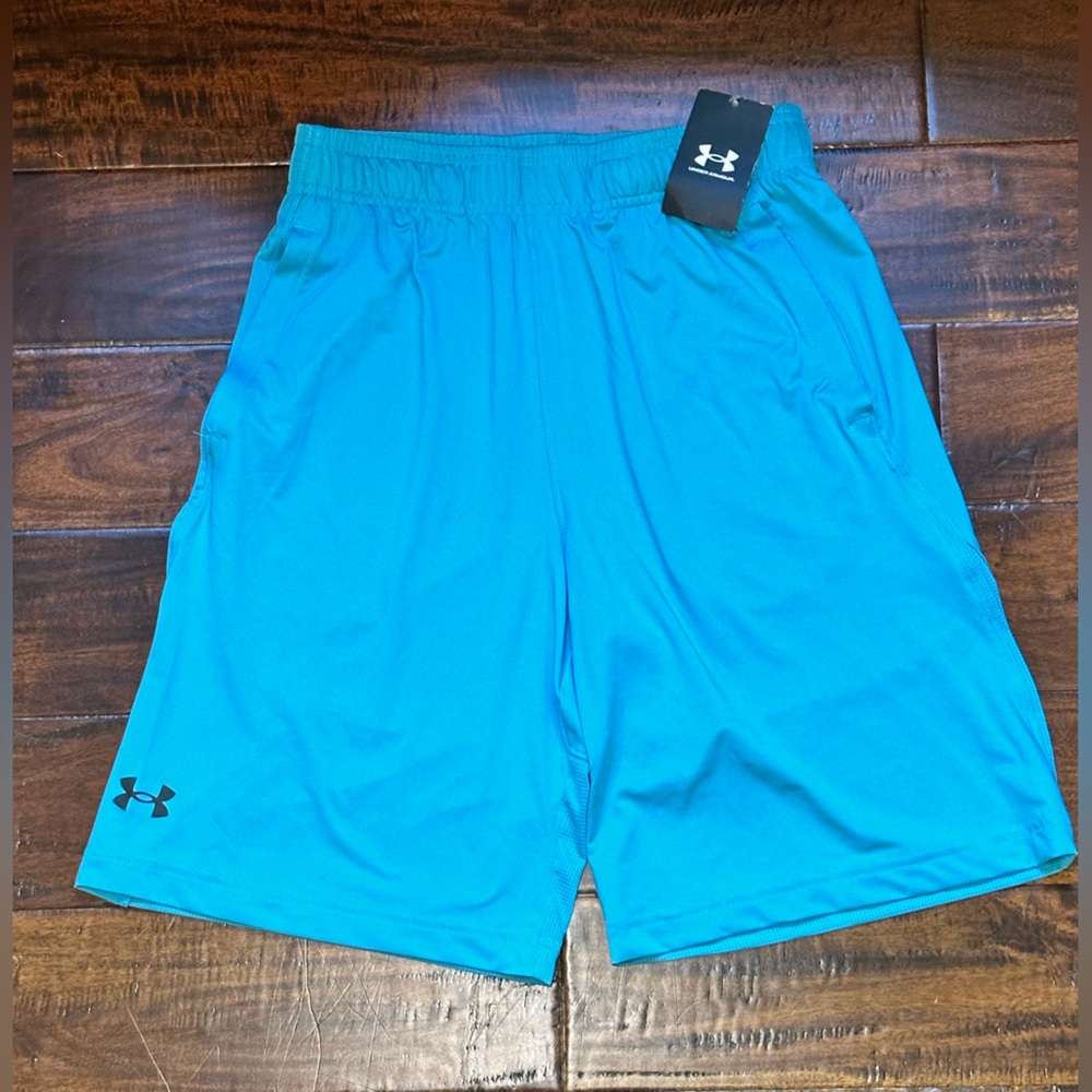 NEW Under Armour Solid Mens Athletic Training Blue Shorts - Small
